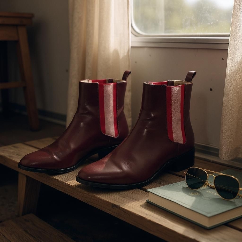 Stylish Burgundy Leather Chelsea Boots